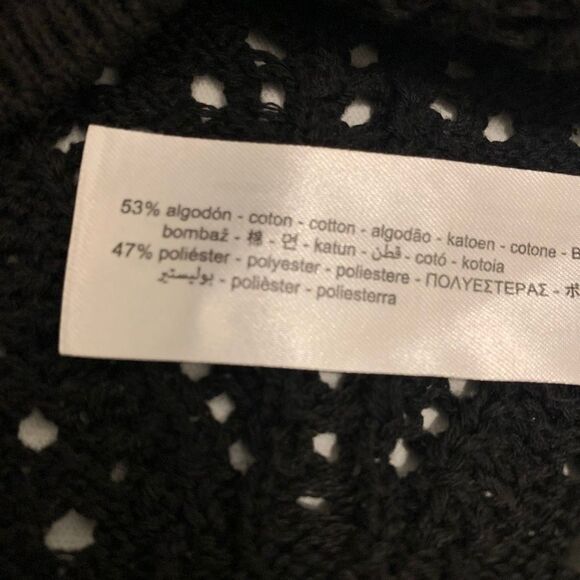 Zara Crochet Granny Square Neck puff sleeves cropped knit top boho y2k Sz M - Picture 6 of 8